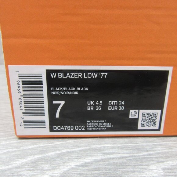 Nike Blazer Low '77 Womens Shoes Size 7 Triple Black NEW - Picture 13 of 13